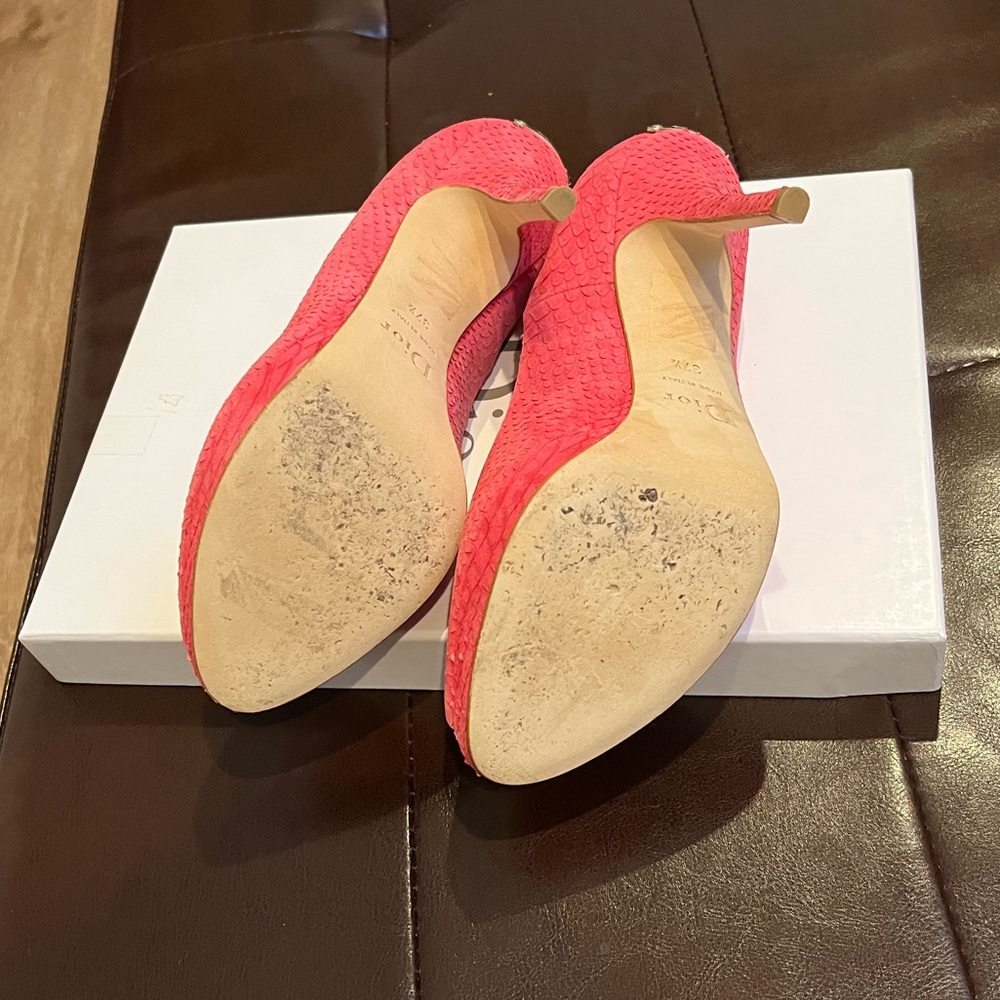 🔥 CHRISTIAN DIOR Peep toe platform heels 👠PINK SIZE 37,5/US 7,5 - Picture 9 of 11